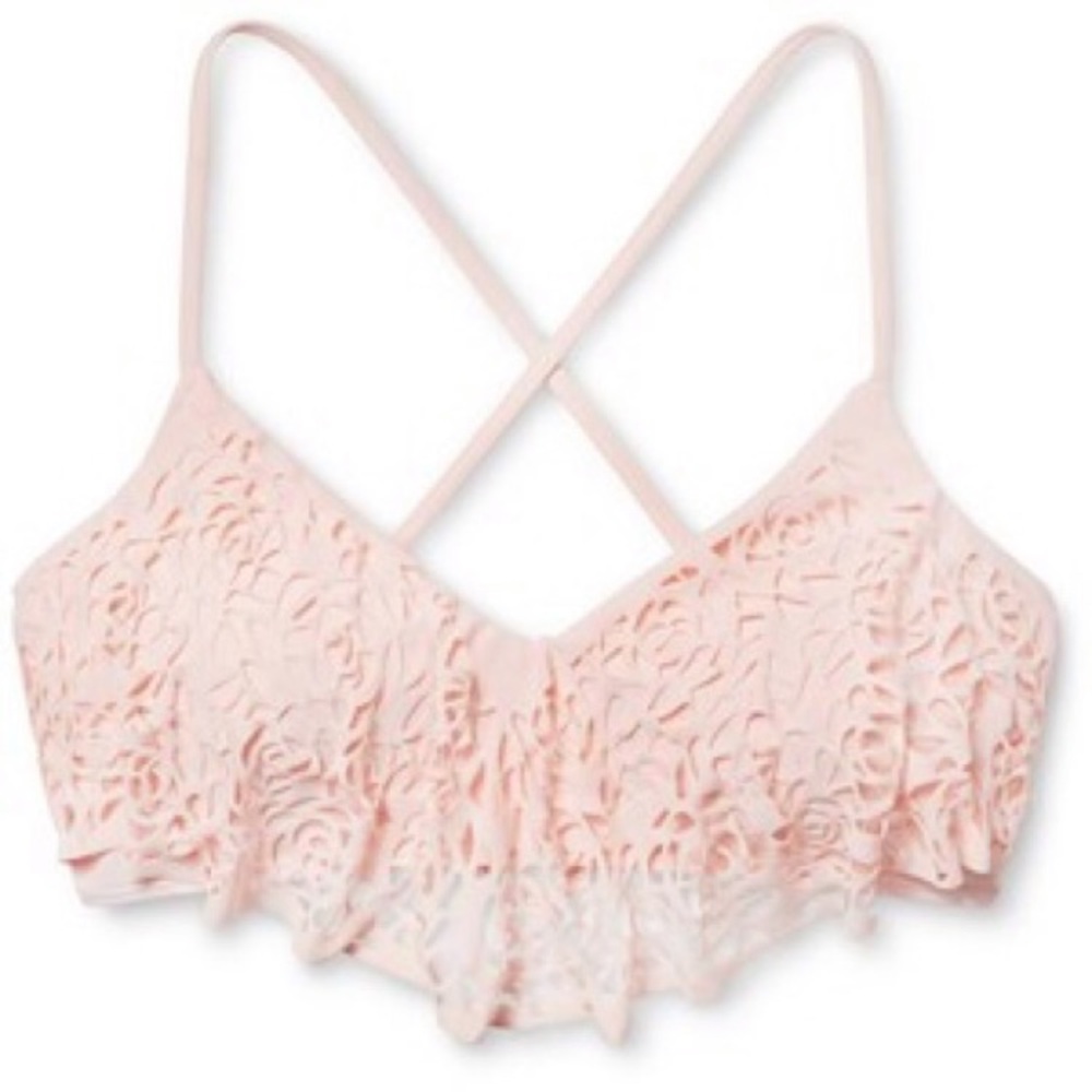 NWOT Laser Cut Crisscross Bandeau Bikini Top